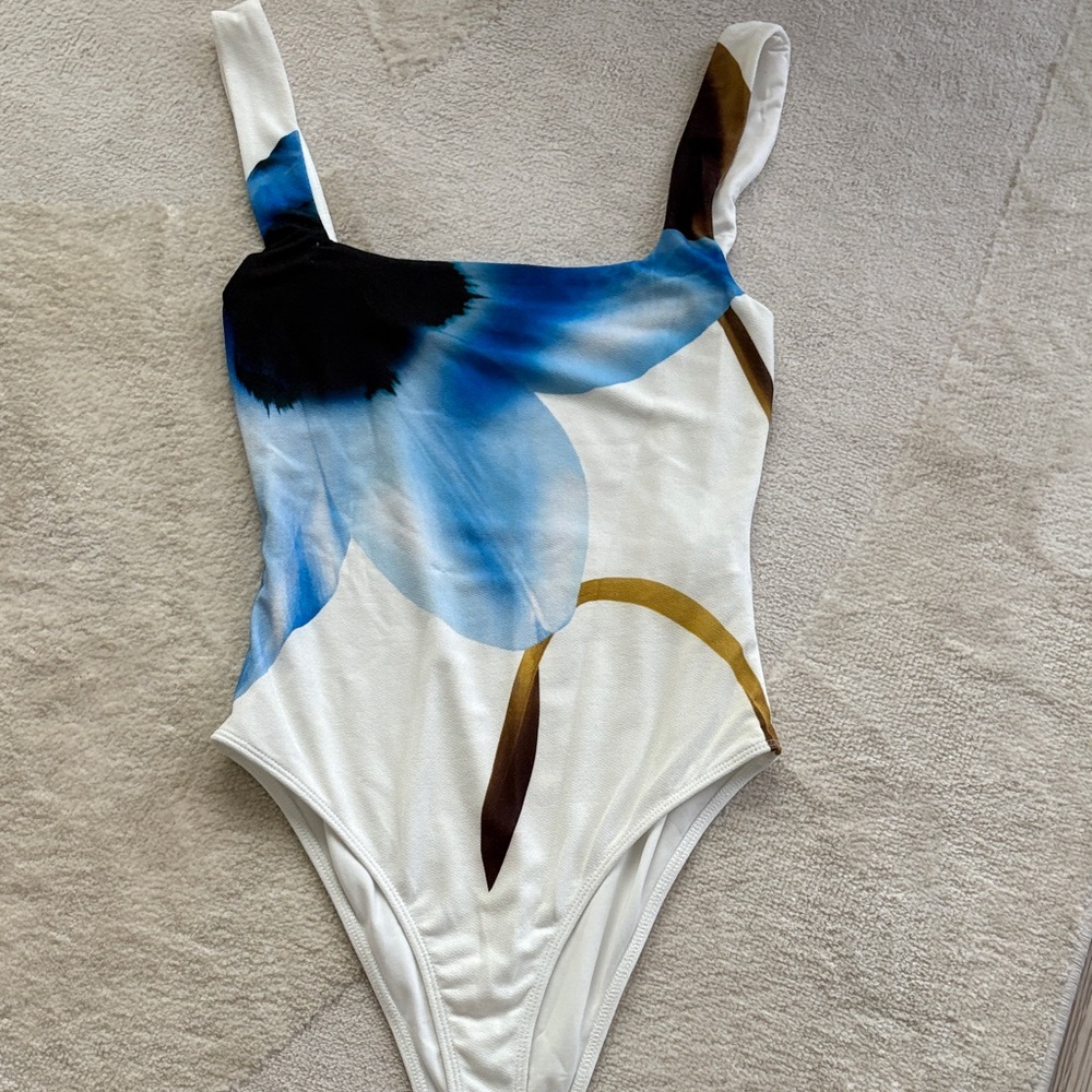 Zara Blue and White Floral Bodysuit